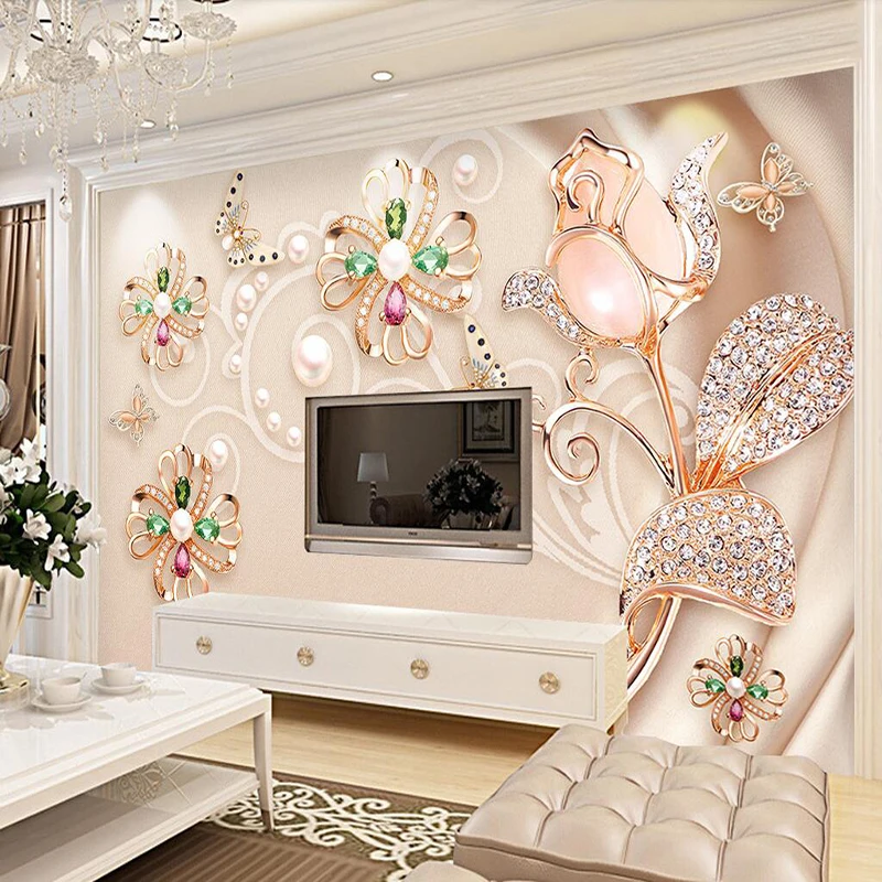 

Custom Mural Wallpaper Modern Minimalist Jewelry Flower Living Room TV Bedroom Background Wall Painting