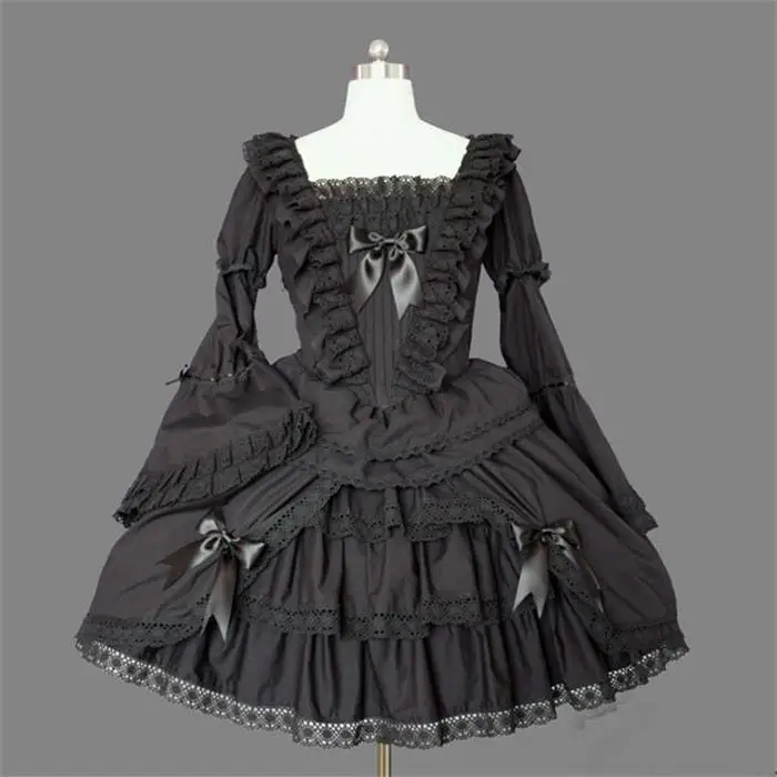 Винтажное бальное платье в викторианском стиле 1860 s, готическое платье лолиты, платье Ренессанса, вечерние платья для косплея на Хэллоуин, женские платья в стиле Лолиты - Цвет: Черный