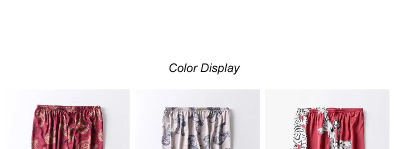 men's pajama sets New Arrival Silky Satin Men Sleep Bottoms Summer Casual Home Wear Animal Print Shorts Male Pyjama Short Skeep Pants black silk pajamas