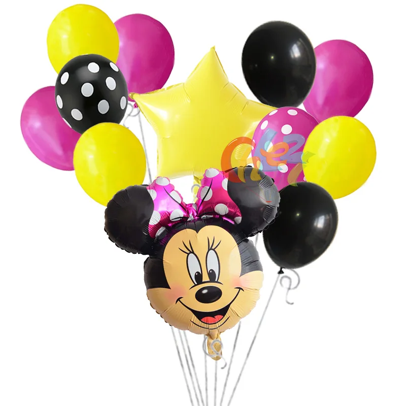12 шт. Минни Микки Маус Фольга Воздушный шар для Бэйби Шауэр мультяшный набор для вечеринки надувные шарики Globos для счастливого рождения вечерние украшения - Цвет: Rose Minnie