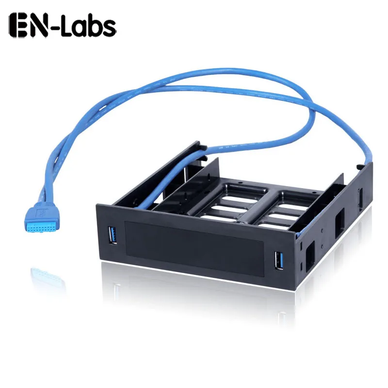 En-Labs 3.5 Device/HDD or 2.5 SSD/HDD to 5.25 Floppy to Optical Drive Bay Tray Bracket Converter w/ 2 x USB 3.0 Front Panel high speed 3 5 18pin to 2 port usb 2 0 hub with mic audio 3 5mm pc floppy drive bay front panel