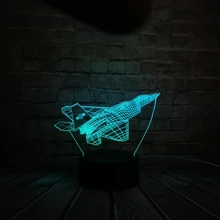 3D реактивный самолет Warplane модель крутой RC игрушка креативный ночник сенсорный светодиодный иллюзионный Настольный прикроватный столик лампа Декор детские игрушки