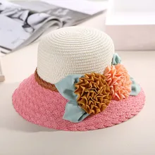 Женская соломенная шляпа, Пляжная, летняя, с широкими полями, Цветочная, дышащая, модная, Солнцезащитная шляпа