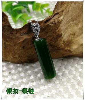 

Natural and Tian Biyu pendant pendant jade spinach green jade 100 with Necklace