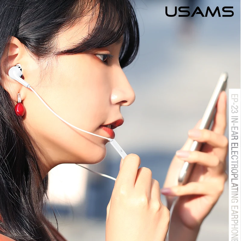 USAMS EP23 In-ear Earphone Fashion Earbuds Bass Earphone for Phone High Quality Earphone for Xiaomi