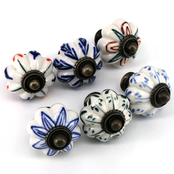 1x Hand Painted Pumpkin Shape Kitchen Cabinet Door Pull Handle Cupboard Drawer Ceramic Knobs 33mm38mm