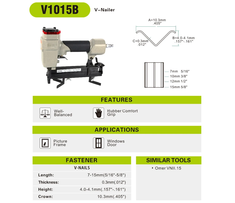 MEITE V1015B 10,3 мм Корона Пневматический воздушный степлер для V Nail Air мощный лак для ногтей рисунок пистолетов рамка V-Nailer пистолет Mar.18 обновление