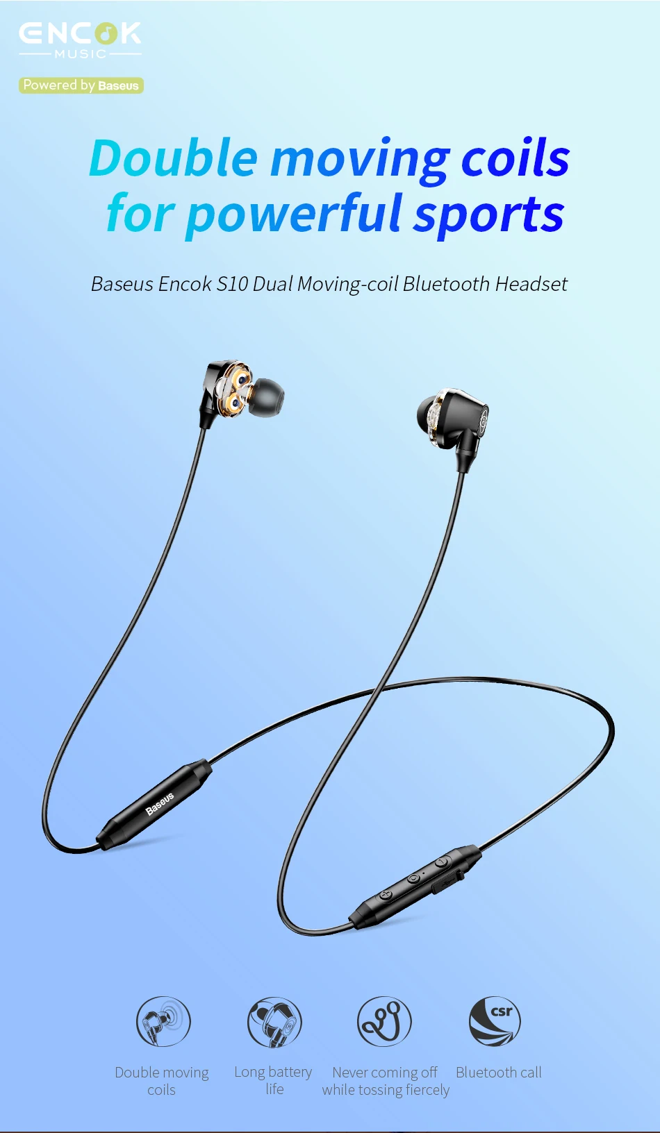 Baseus S10 Bluetooth наушники беспроводные наушники для телефона IPX5 двойной драйвер гарнитура с микрофоном спортивные наушники шлем fone de ouvido