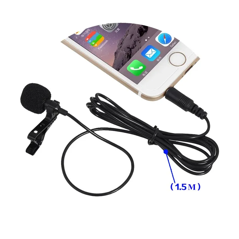 

2 Pcs 3.5mm Jack Clip-on Lapel Microphones Lavalier Tie Mikrofon Microfono Mic for Mobile Phone For Speaking Lectures Wholesale