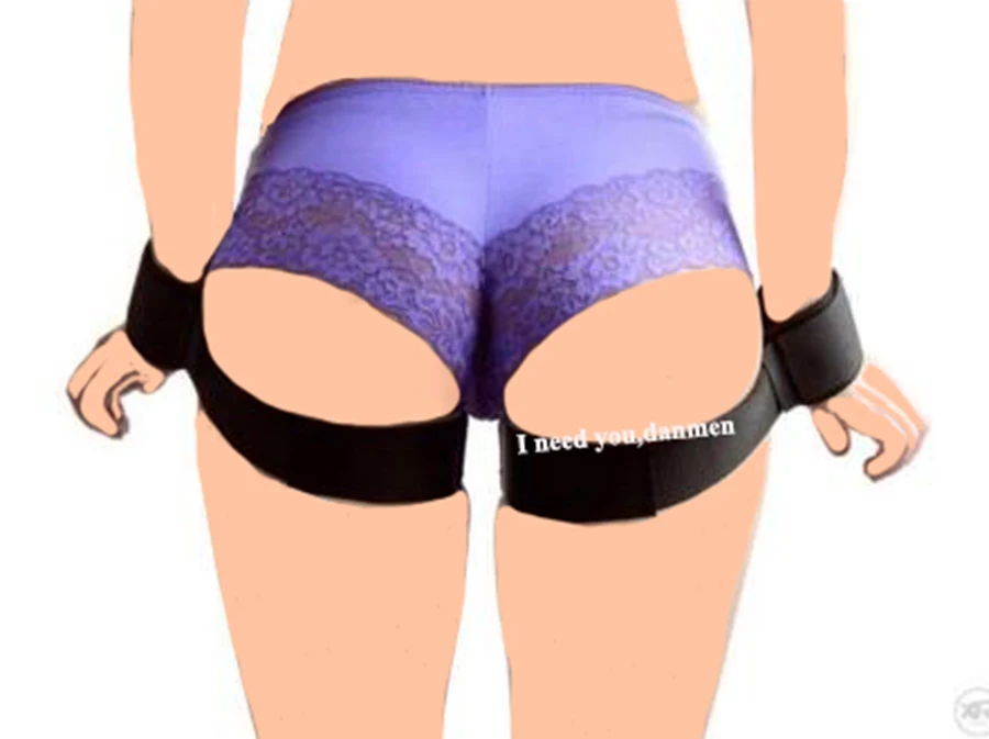 

Black/Red Hands to Thighs Cuffs Bondage,Thigh Connects To Wrist Straps Restraint System,Role Play System
