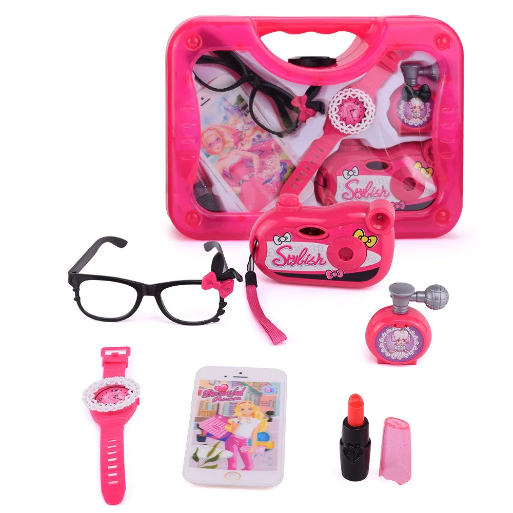 Игрушки для девочек, розовый пластиковый детский набор для макияжа, набор парикмахерских игрушек, сделай сам, забавная косметика, фен, детская игрушка для моделирования, подарок на день рождения - Цвет: Type B
