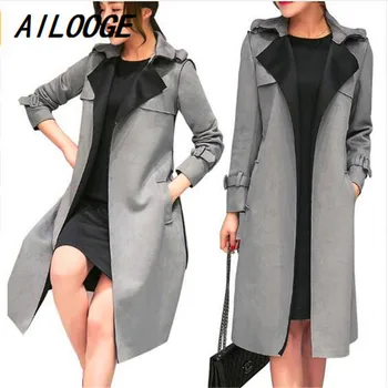 

AILOOGE 2018 in spring and Autumn New Korean female coat in the long section of suede coat size all-match leisure tide