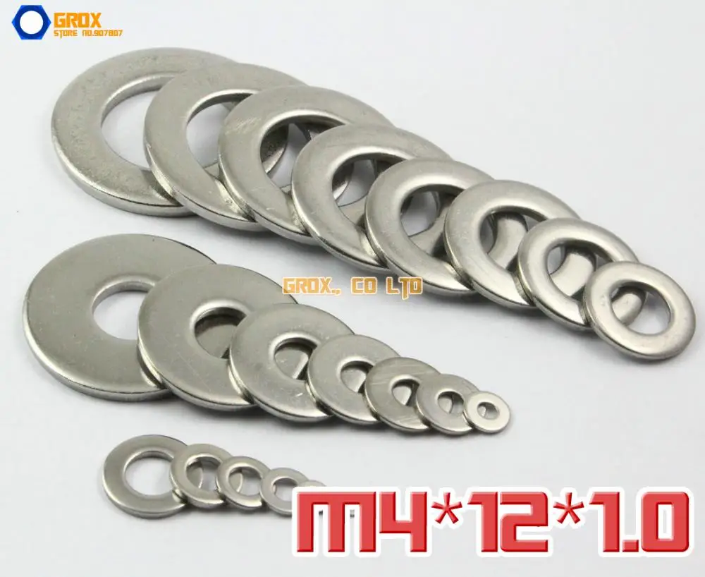 

200 Pieces M4 x 12 x 1.0 Flat Washer 304 (A2-70) Stainless Steel