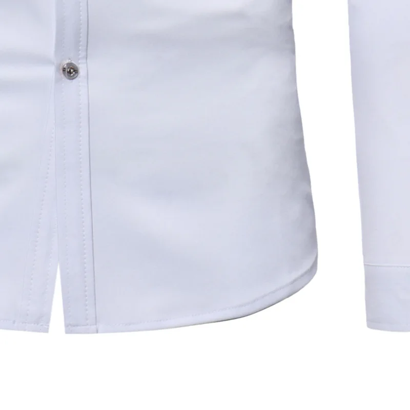 Для мужчин рубашка 2018 Мода Мандарин воротник рубашки с длинным рукавом Для мужчин s смокинг рубашки свадебные жених рубашка мужской Chemise Homme