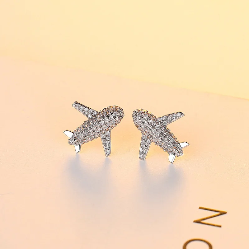 

Fashion Jewelry & Accessories,Earrings, Stud Earrings,S925 sterling silver needle Earrings, Zircon airplane ear studs
