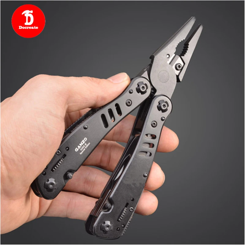 

G302B Multi Pliers Black Camping Tools With Locking Function including 12 Pieces Silver Srewdriver Set