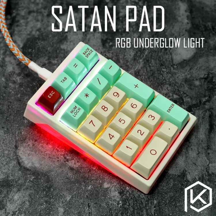 

satan pad kc21 numpad 21key Custom Mechanical Keyboard keys Underglow RGB PCB plastic case plate function key 20% 17 key