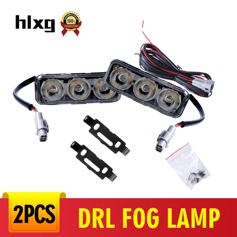 2Pcs Universal 12V 3 LED White High Power Car DRL Daytime Running Light Fog Lamp Auto Waterproof 6000K | Автомобили и мотоциклы