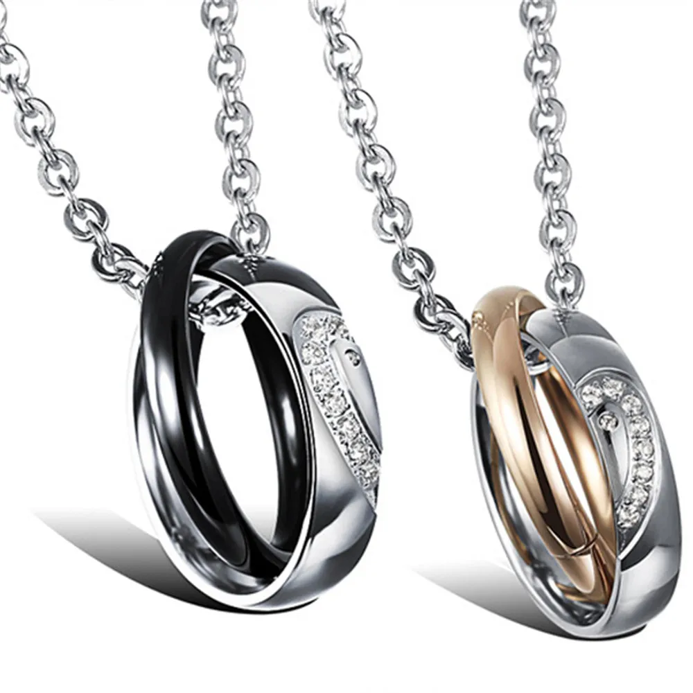 (12 pcs/lot) Mimeng Titanium Jewelry Titanium Couple Necklaces Heart