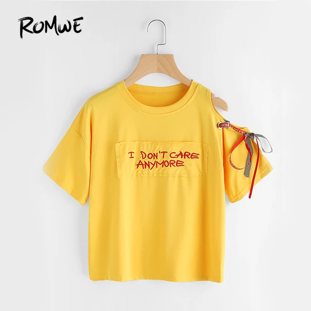 polyester open shoulder embroidery plain short sleeve short sleeve t shirts