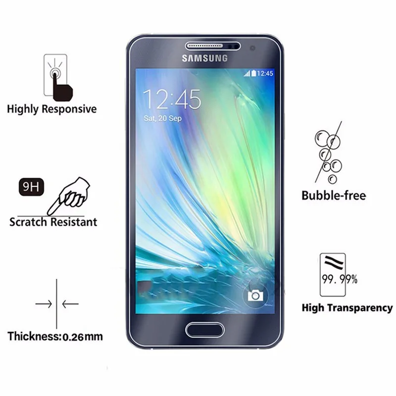 Protector de Pantalla de Vidrio Templado para Samsung Galaxy A3 2015-Pegamento Completo