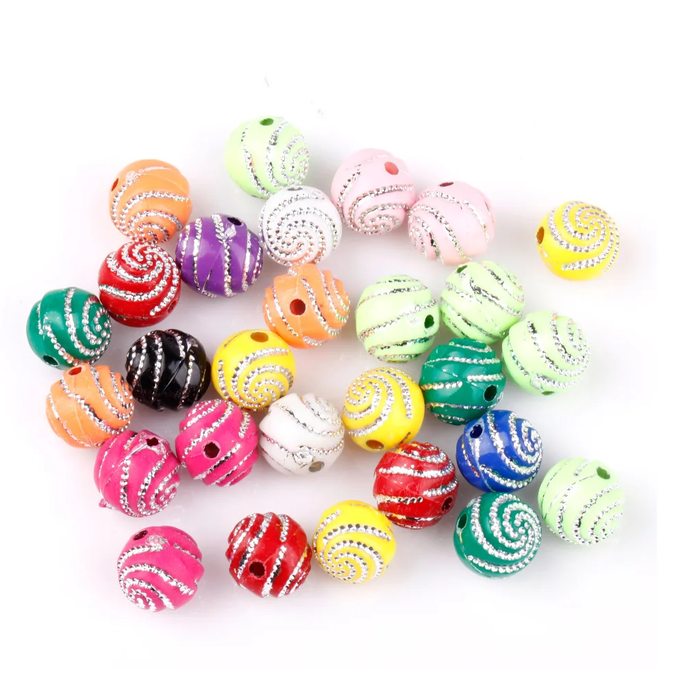 Cheap Price 200pcs/lot Mixed Color European Acrylic Beads with Spiral