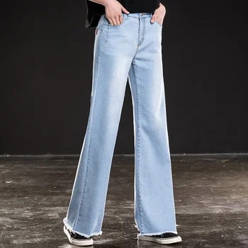 

Shangege Women Wide Leg Jeans Tassel High Waist Loose Straight Casual Pants Fringe Denim Trousers Boyfriend Plus Size Spring