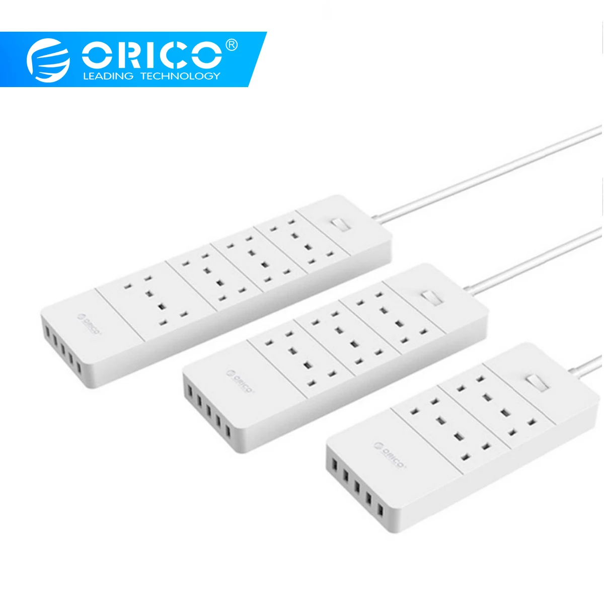 ORICO USB лента питания штепсельная вилка Великобритании 4 6 8 AC Розетка 5 порт