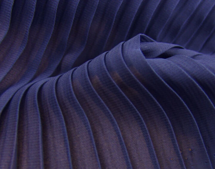 2 meters 150cm 59 width dark blue crumple accordion pleated chiffon fabric wedding dress skirt clothes materials MM128 Free Ship