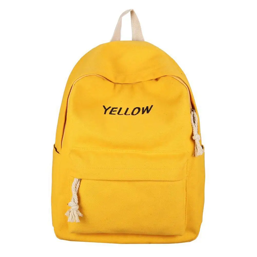 

Yfashion Solid Color Backpack For Student Casual Zipper Letter Printing Canvas Backpack For Girls