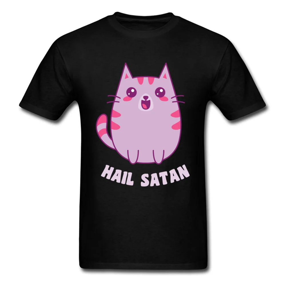 Kawaii Satanic Cat, розовые футболки с принтом котенка, мужские футболки высокого качества с рисунком из мультфильма в стиле 90, повседневные футболки, Студенческая футболка на Рождество