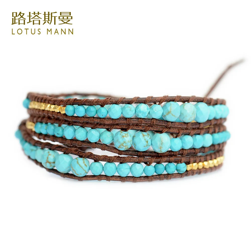 

Lotus Mann Facet hoard as ecru as Kim three times brown leather cord bracelet