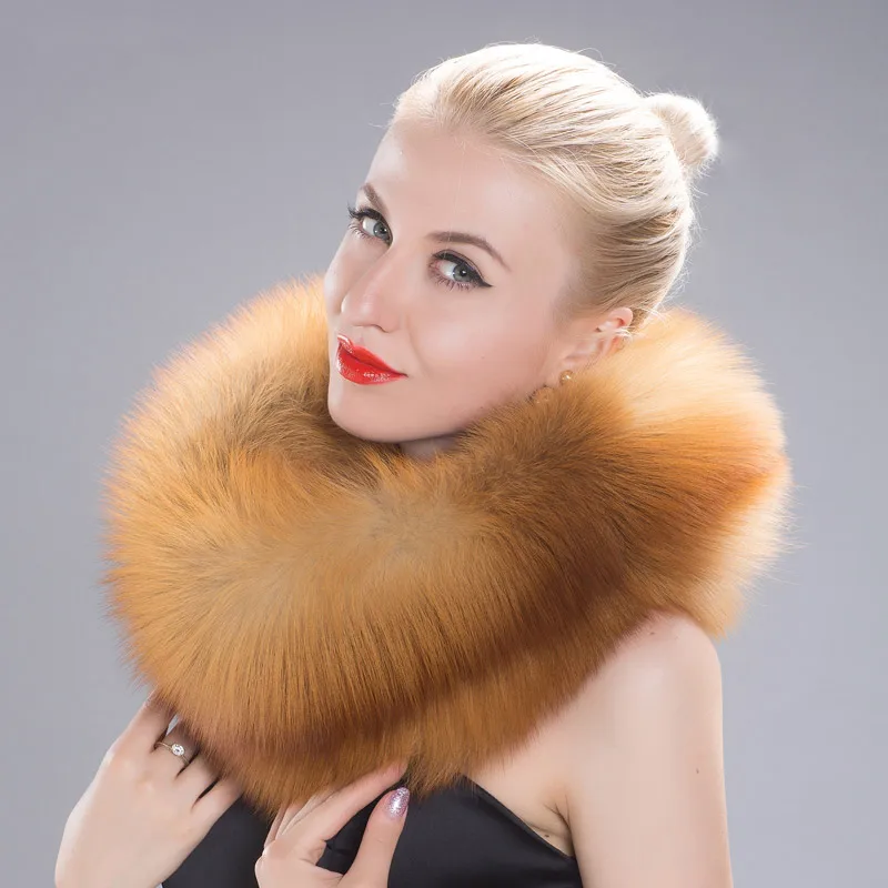 

Winter Muffler Natural Silver Fox Fur Scarf Warm collar New Fashion fox Fur Grass Shawl Women Winter Fur Apron HW-10