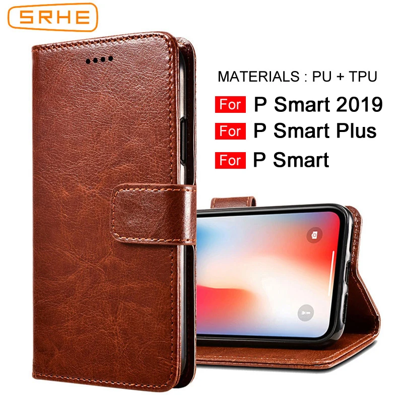 

SRHE For Huawei P Smart 2019 Case Flip Leather Wallet Silicone Cover For Huawei P Smart PSmart Plus Case With Magnet Holder