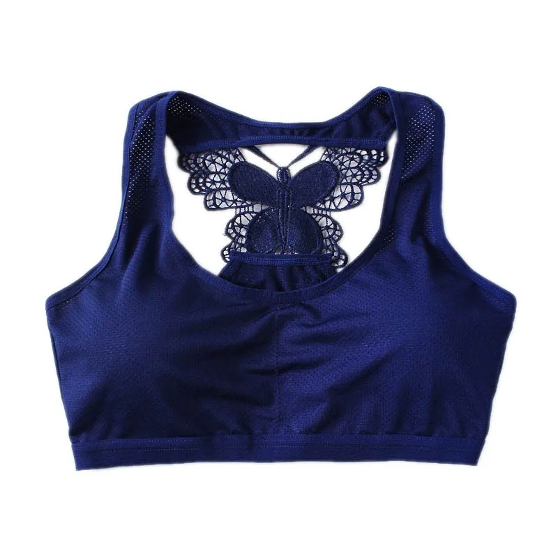 Женский модный бюстгальтер с мягкими чашечками, нижнее белье с бабочками на спине, Быстросохнущий бесшовный бюстгальтер PL2 - Цвет: navy  blue