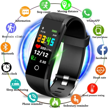 

New Sport Smart Bracelet IP67 Waterproof Fitness Tracker Bluetooth Phone reminder LED Color Screen Heart Rate Monitor Smart band