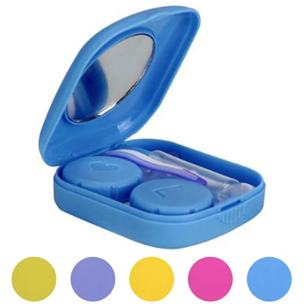 

New Pocket Mini Square Contact Lens Case Box Travel Kit Easy Carry Mirror Container Popular For Outdoor Activity#T2