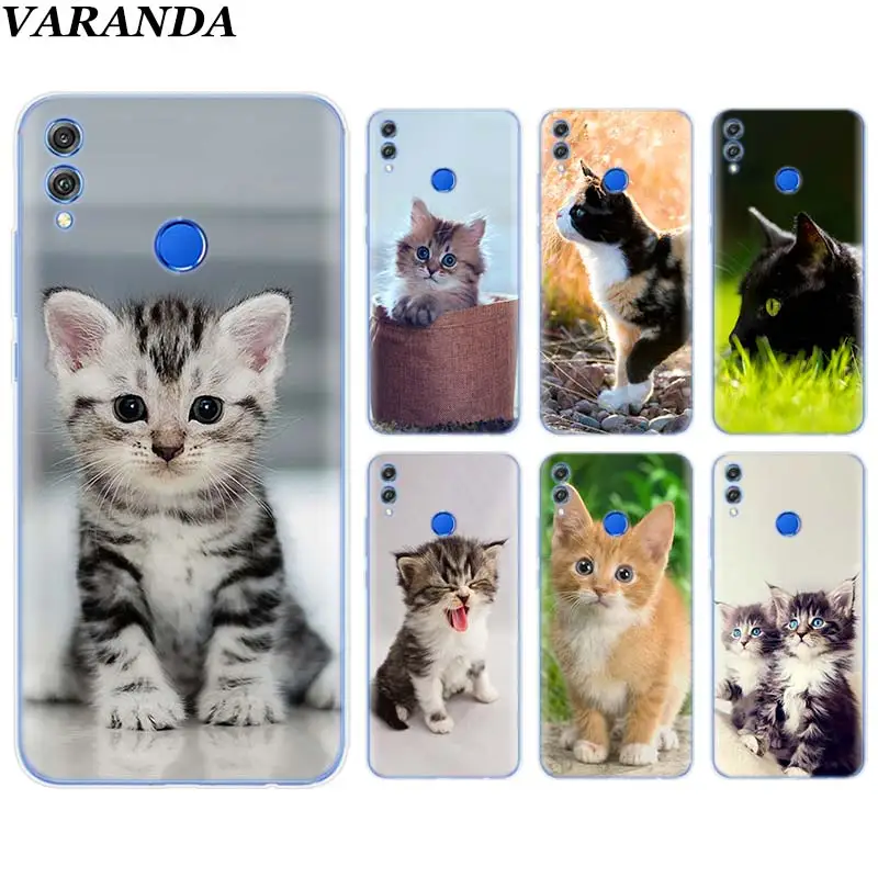 

pet cat meow Silicone Soft Case for Huawei Honor Y5 Y6 Y7 Y9 2019 8X 8C 7A 7C 7S 9 10 Lite Phone Case Coque