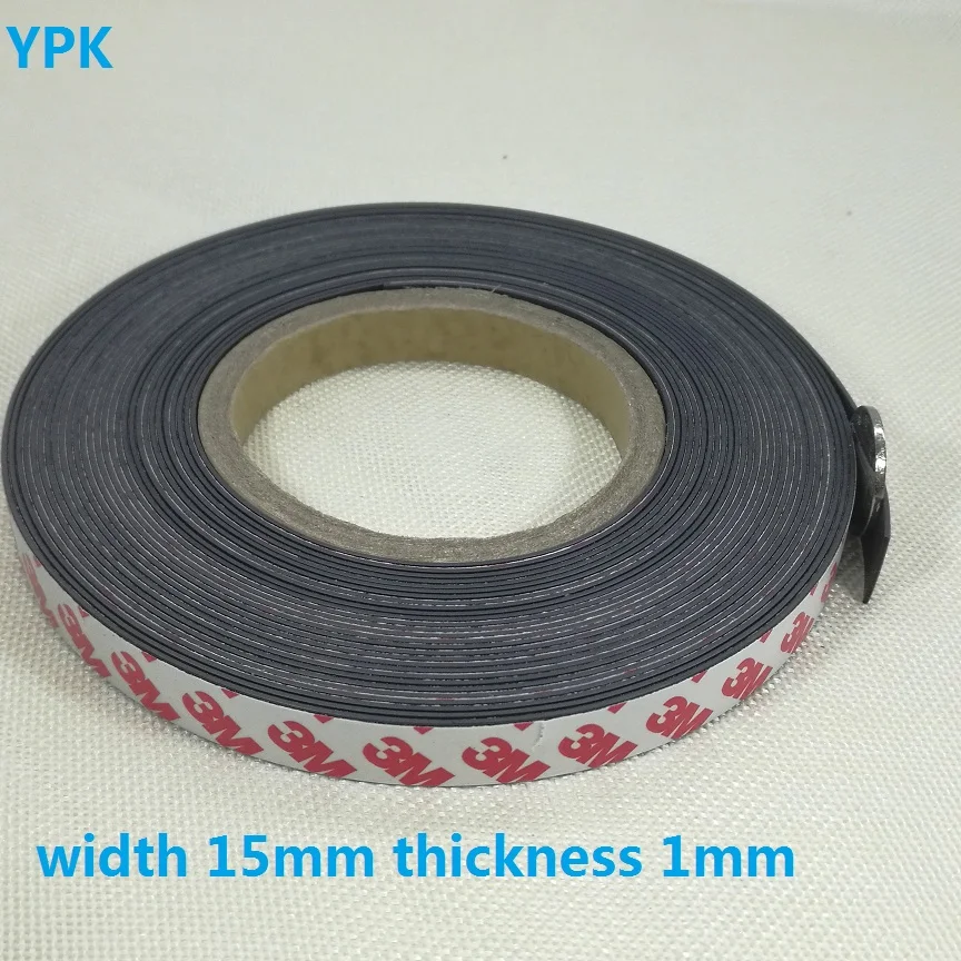 

10 Meter Anisotropic Rubber Magnet 15*1 mm self Adhesive Flexible Magnetic Strip Rubber Magnet Tape width 15mm thickness 1mm
