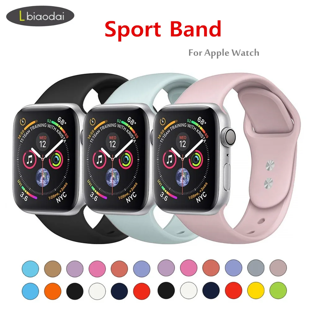 

Strap For iwatch band 42mm 38mm Apple watch Band Strap 44mm/40mm Silicone Sport bracelet watchband for Apple Watch series 4 3 21