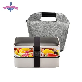 

1200ML Bento Lunch Box Food Storage Container 2 Layer Microwave Leakproof Portable Bento Box School Picnic Set with Bag Gift