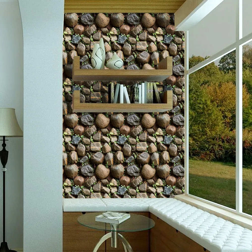 

house decoration 3D Wall Paper Brick Stone Rustic Effect Self-adhesive Wall Sticker Home Decor Abstract decoration