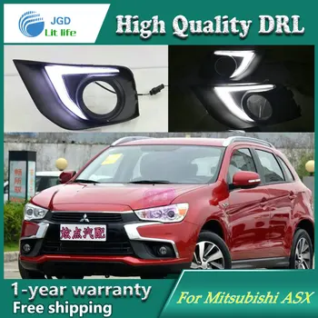 

Free shipping !12V 6000k LED DRL Daytime running light case for Mitsubishi ASX 2016 fog lamp frame Fog light Car styling