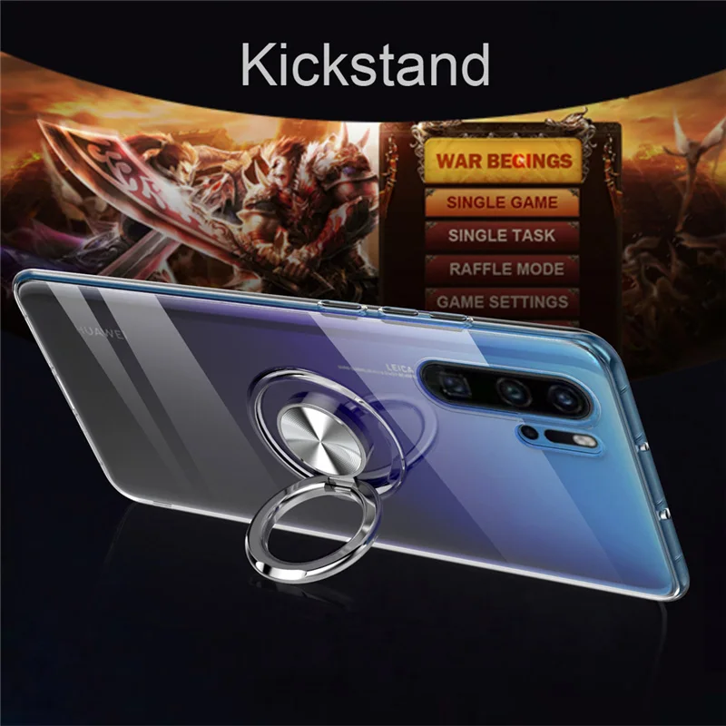 

Soft Silicone Shockproof Case For Xiaomi Redmi Note7 Case Metal Finger Ring Bracket Back Cover For Redmi Note 7 Pro Clear Capa