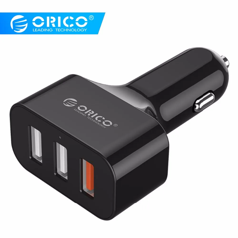Автомобильное USB зарядное устройство ORICO, быстрая зарядка 2,0, зарядное устройство для мобильного телефона, 3 порта, USB, быстрое автомобильное зарядное устройство для iPhone, Android, samsung, Xiaomi, планшета