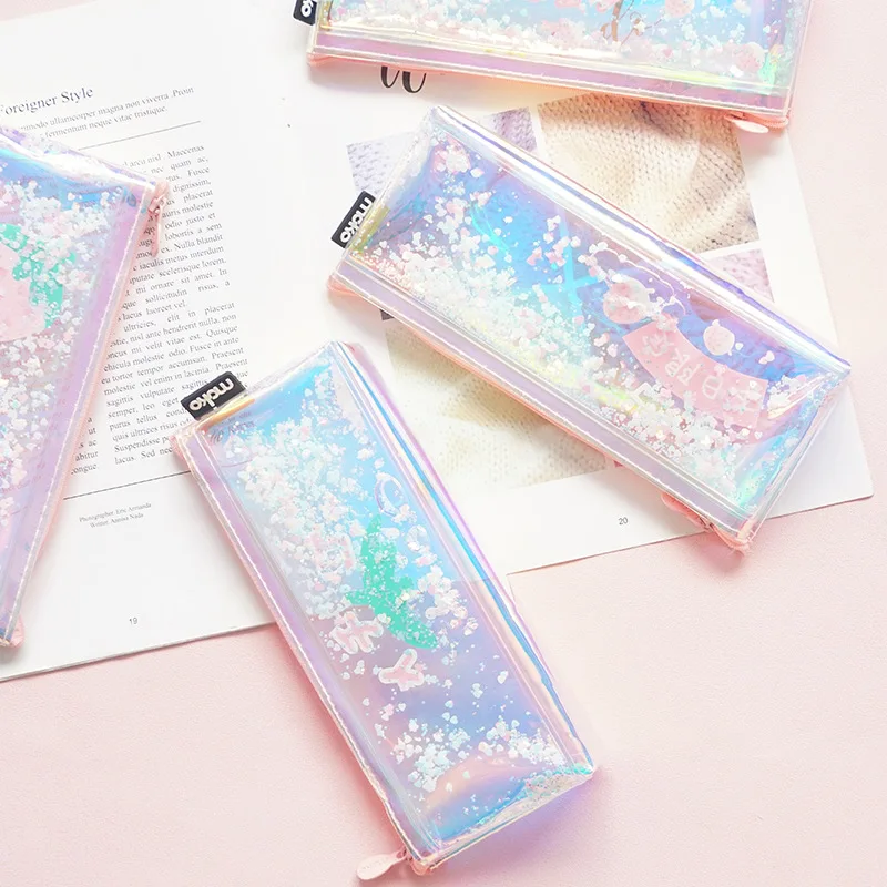 

1Pcs Kawaii Pencil Case Transparent sequins Estuches School Pencil Box Pencilcase Pencil Bag School Supplies Stationery