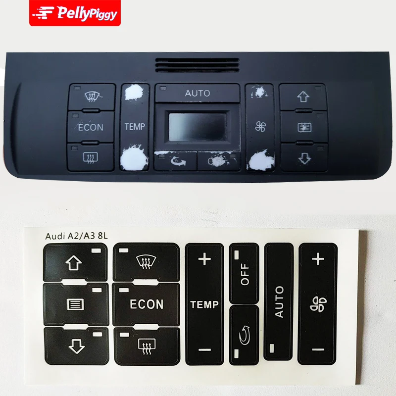 

HEATER A/C CONTROL peeling worn buttons button repair Sticker and Decals Fits for Audi A3 8L and A2 (2001 to 2003)