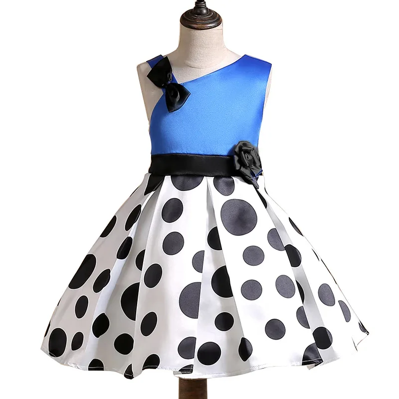 

Flower Girl dot printed Dress Kids Dresses for Girl Princess birthday Party Ball Gown Children elegant Christmas Clothing Wear