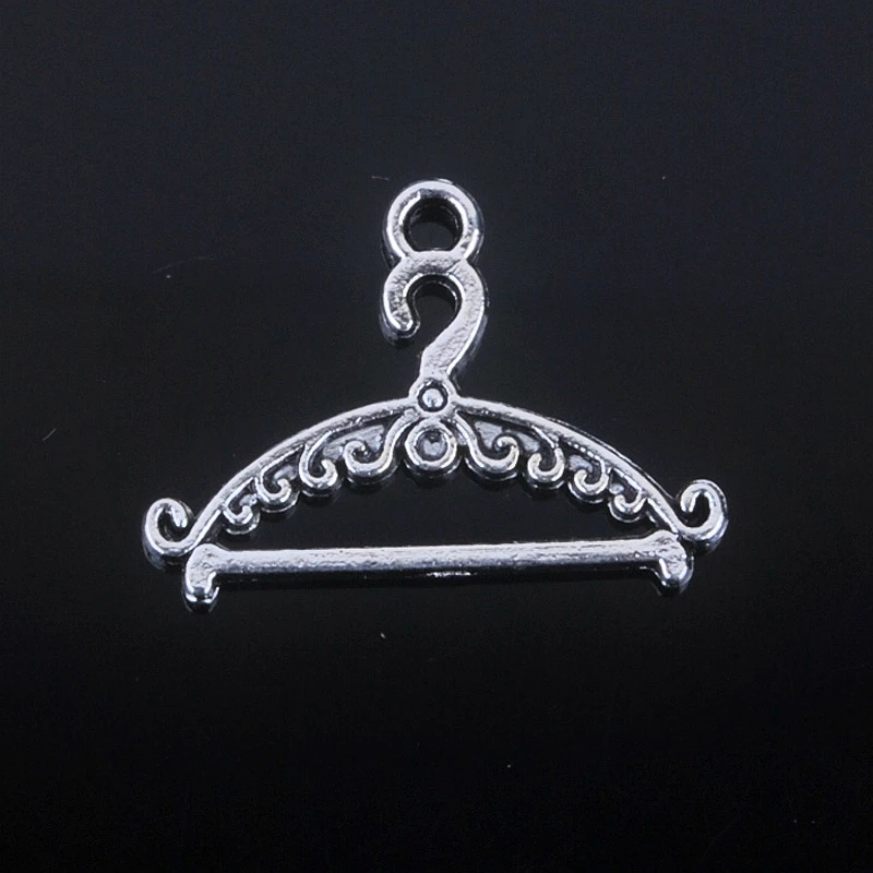 (20pcs/lot) 23mm x 17mm Antique silver plated clothes hanger charm fit