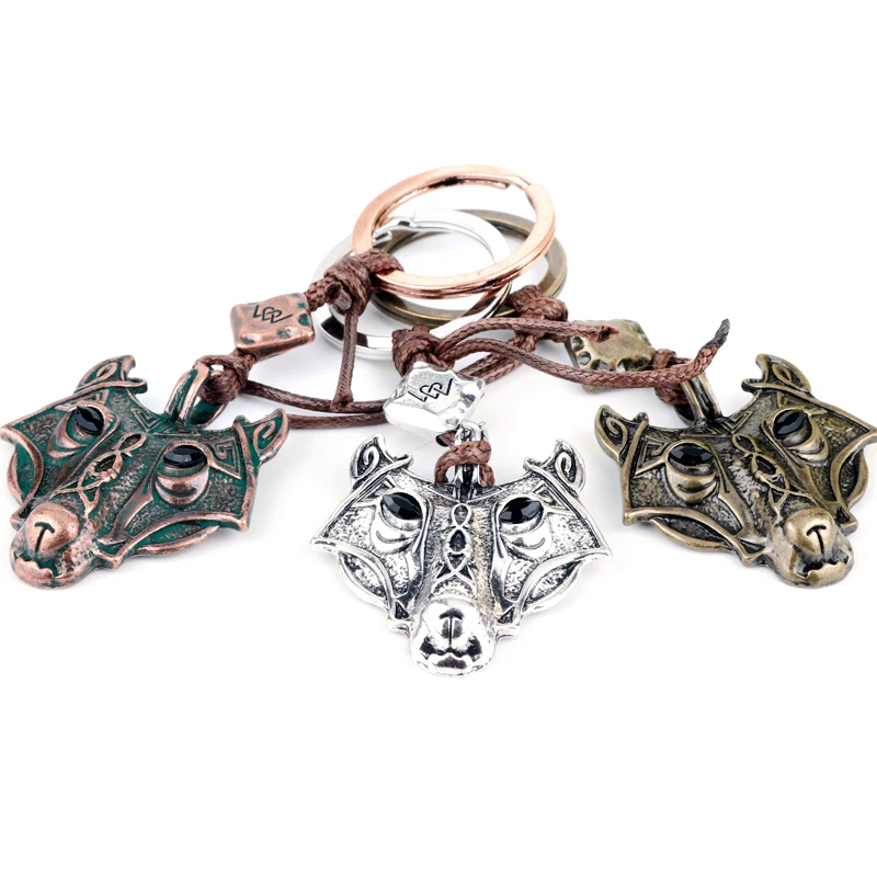 

Norse Vikings Raven Crow Skull Wolf Head Key Chain Gothic Trinket Key Ring Backpack Keyholder Original Animal Keyfob